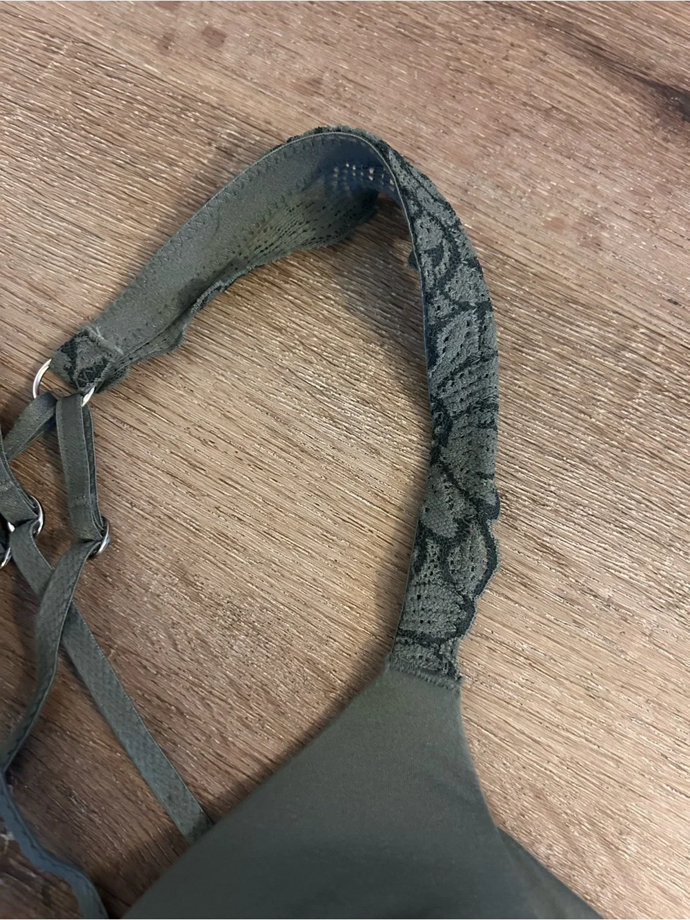 Wireless Olive Green Sunnie Wireless Bralette with Lace Straps 34B - Picture 3 of 5